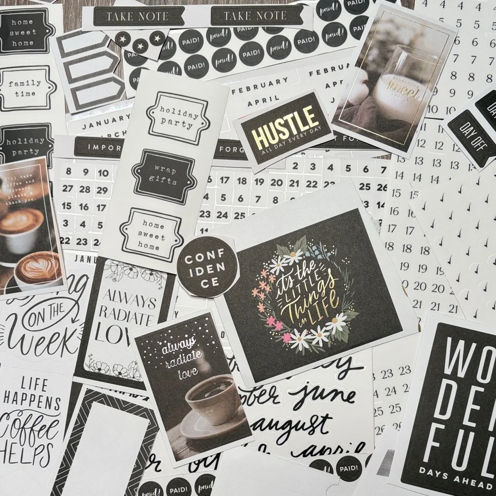 ❤️$5 Black and White Not So Mystery Happy Planner Sticker Set
